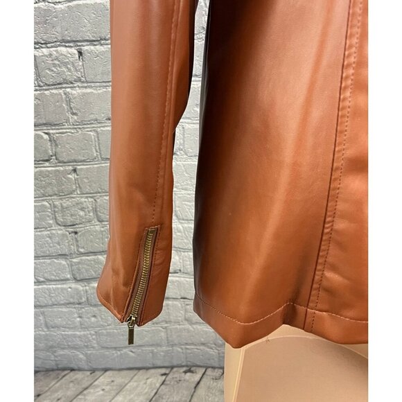 Dennis Basso Madison Avenue Faux Leather Moto Jacket Size 16 - Picture 5 of 13